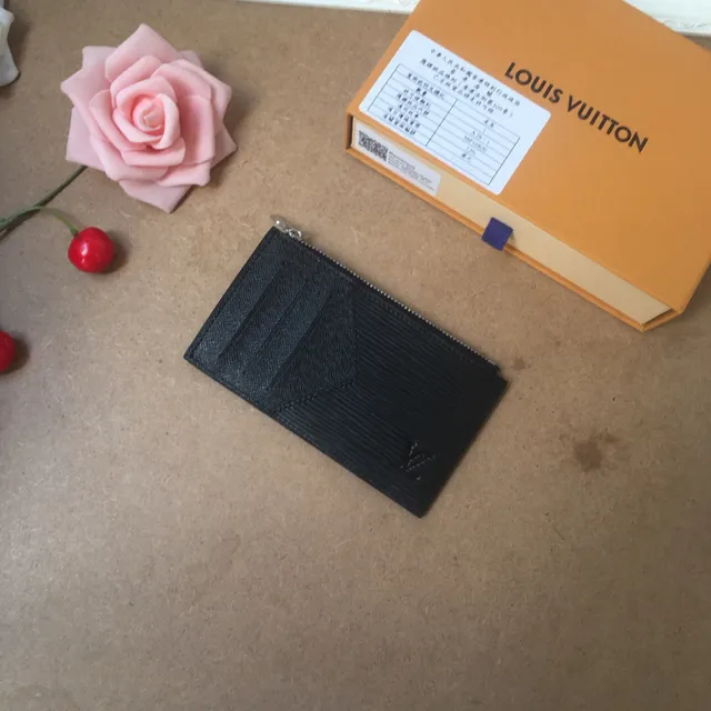 Louis Vuitton Zip Black Zippered Closure Textured Leather Card Holder 8