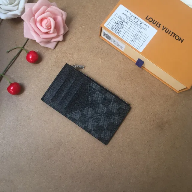 Louis Vuitton Zip Black Zippered Closure Textured Leather Card Holder 15