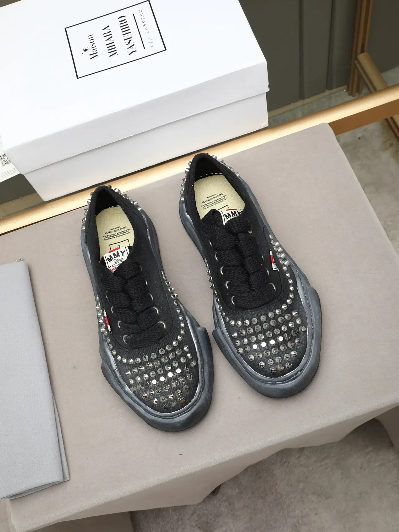 MMY Studded Black Canvas Low-Top Sneakers 2