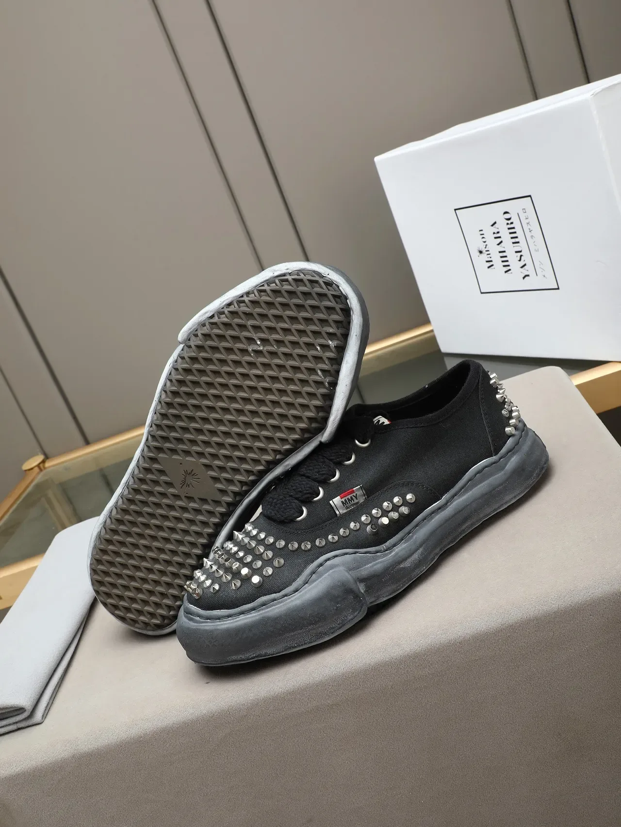 MMY Studded Black Canvas Low-Top Sneakers 4