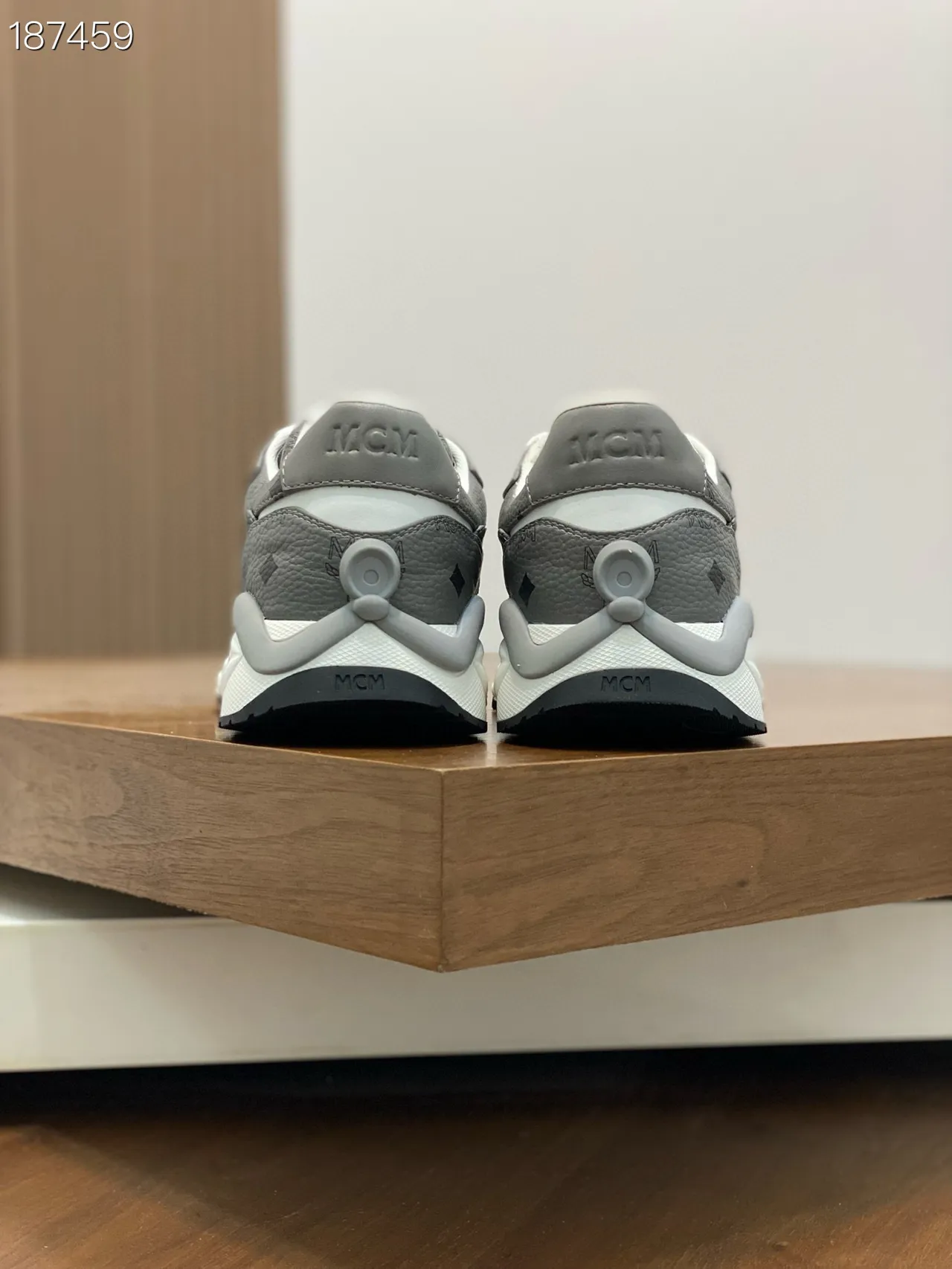 MCM Monogram-Printed Gray and White Chunky Sneakers 2