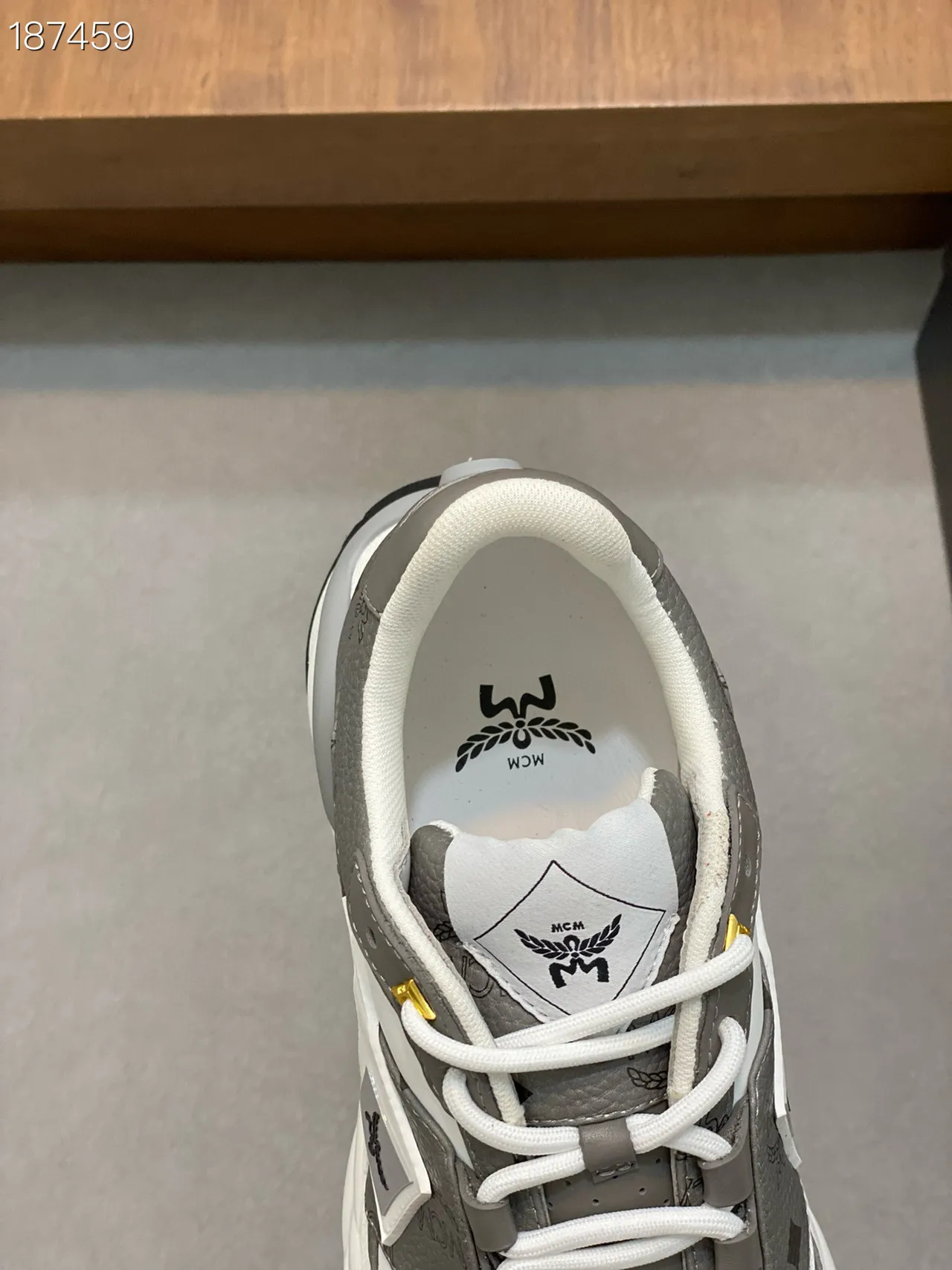 MCM Monogram-Printed Gray and White Chunky Sneakers 4