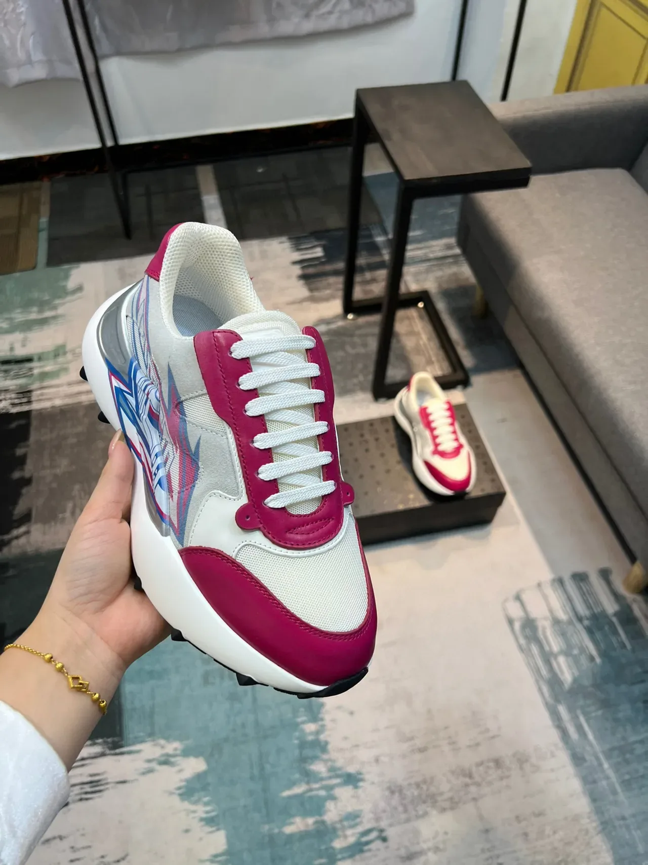 MCM SkyStream McMotor rose crème argent sneakers lifestyle 6
