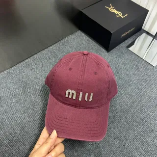 Miu Miu Embroidered Logo Burgundy Baseball Cap