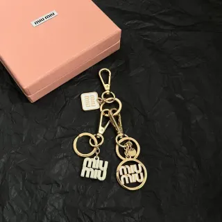 Miu Miu Gold White Metal Dual-Logo Charms Bracelet