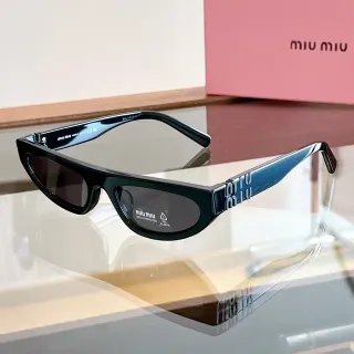 Miu Miu Narrow Cat-Eye Glossy Black Sunglasses