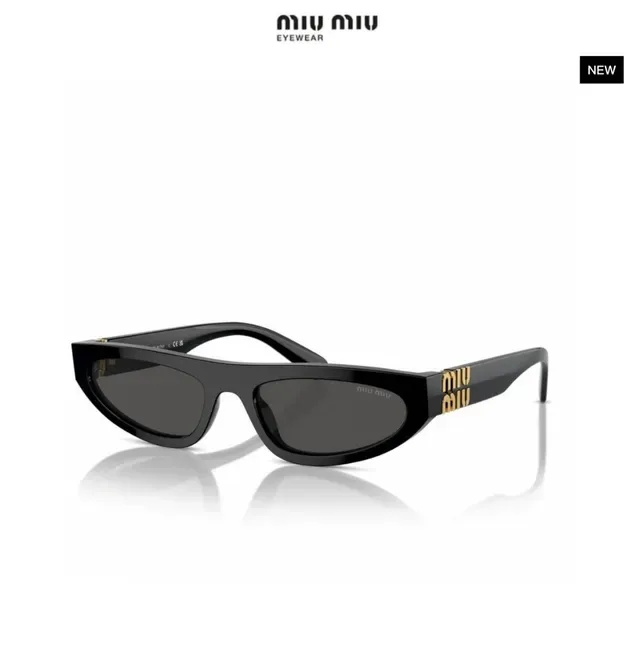 Miu Miu Narrow Cat-Eye Glossy Black Sunglasses 2