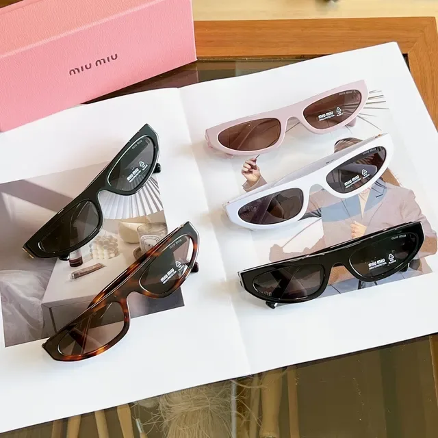 Miu Miu Narrow Cat-Eye Glossy Black Sunglasses 4