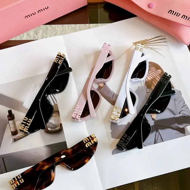 Miu Miu Narrow Cat-Eye Glossy Black Sunglasses 5