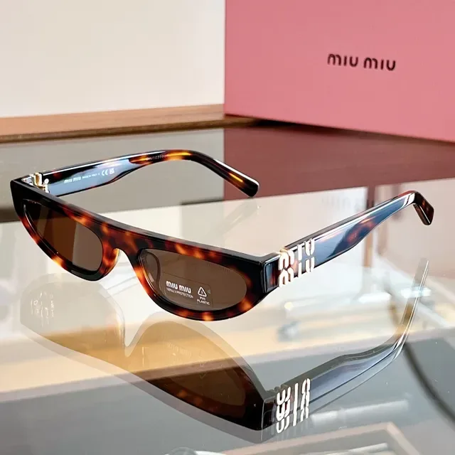 Miu Miu Narrow Cat-Eye Glossy Black Sunglasses 7