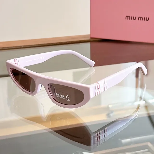 Miu Miu Narrow Cat-Eye Glossy Black Sunglasses 8