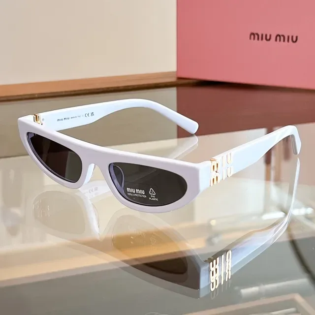 Miu Miu Narrow Cat-Eye Glossy Black Sunglasses 9