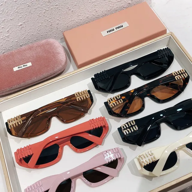 Miu Miu Orange Black Oval Acetate Frame Embossed Logo Temples Sunglasses 3