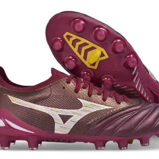 Mizuno Burgundy Gold Low-Cut Lace-Up Quilted Forefoot Firm-Ground Soccer Shoes