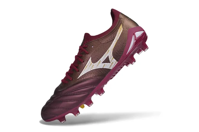 Mizuno Burdeos Oro Bajo Corte con Cordones Quiltado Punta del Pie Ground Firme Zapatos de Fútbol 3