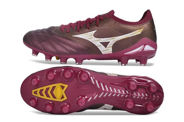 Mizuno Burdeos Oro Bajo Corte con Cordones Quiltado Punta del Pie Ground Firme Zapatos de Fútbol 6