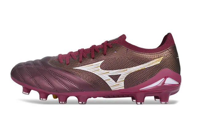 Mizuno Burdeos Oro Bajo Corte con Cordones Quiltado Punta del Pie Ground Firme Zapatos de Fútbol 7