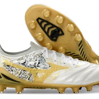 Mizuno Morelia Neo Wolf Illustration White Gold Firm-Ground Soccer Shoes