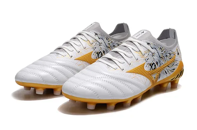 Mizuno White Gold Low-Cut Synthetic Upper Quilted Toe Box Firm-Ground Soccer Shoes 8