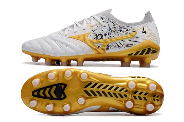 Mizuno White Gold Low-Cut Synthetic Upper Quilted Toe Box Firm-Ground Soccer Shoes 9
