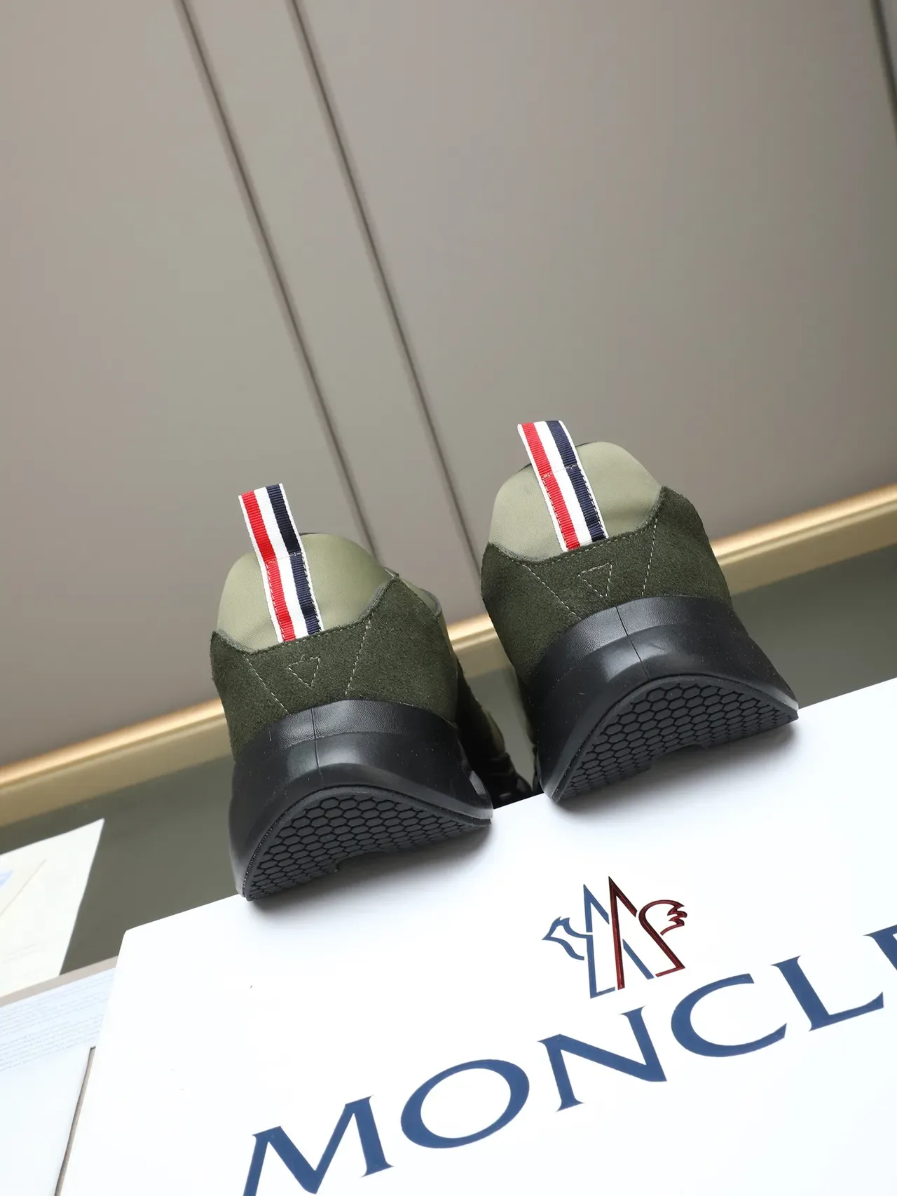 Moncler Olive Green and Dark Green Colorblock Lifestyle Sneaker 3