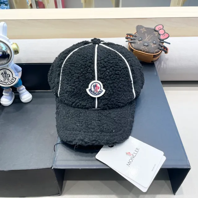 Moncler ZIND Shearling-Trimmed 黑色棒球帽 2