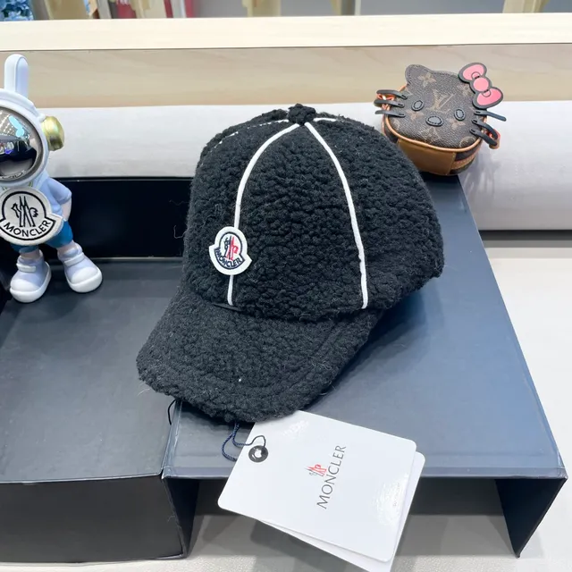 Moncler ZIND Shearling-Trimmed 黑色棒球帽 3
