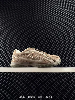 New Balance 111226 بني بيج سيلويت ريترو سويد-ميش هجين علوي أسلوب حياة سنيكرز 2