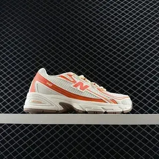 New Balance 740 White and Orange Mesh Lifestyle Sneakers