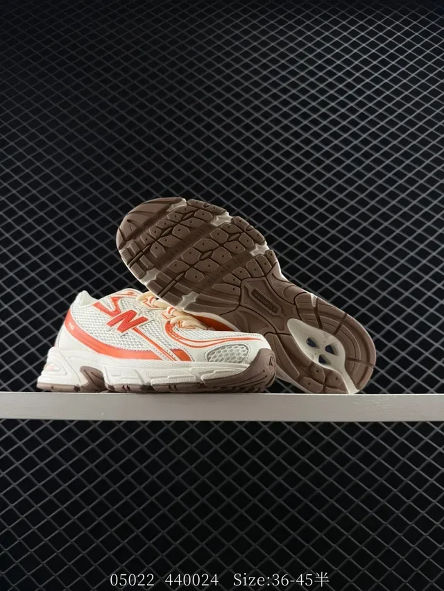 New Balance 740 أبيض وبرتقالي شبكي أحذية رياضية أسلوب حياة 3