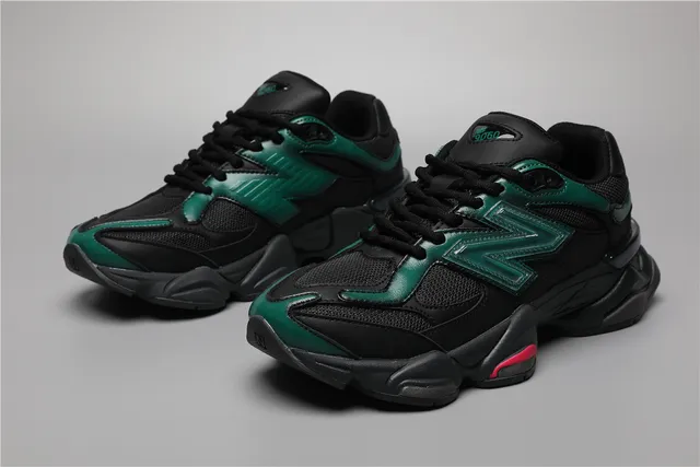 New Balance 9060 Sneakers Chunky noires et vertes 5