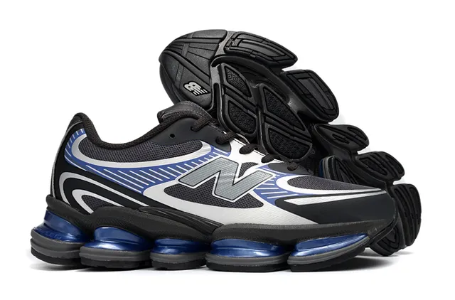New Balance 9060 Preto Branco Prateado Azul Pod Tênis lifestyle 4