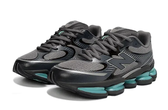 New Balance 9060 Tênis Lifestyle Cinza Escuro e Verde-Água 5