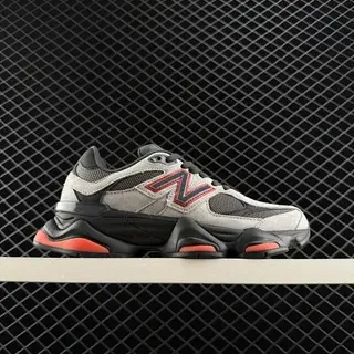 New Balance 9060 Gray Black Orange Chunky Sneakers