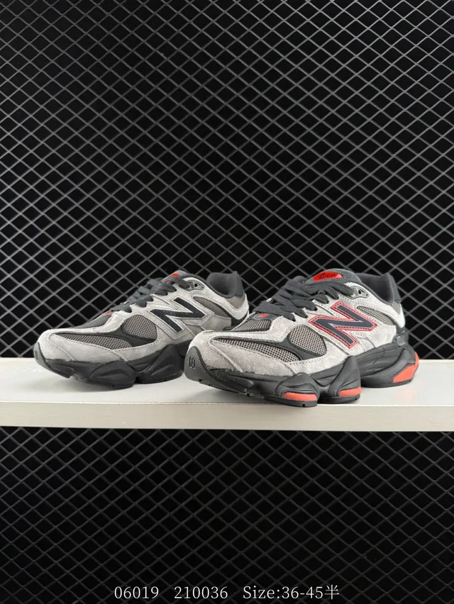 New Balance 9060 Gris Noir Orange Baskets épaisses 2
