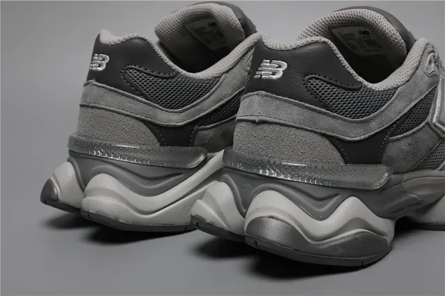 New Balance 9060 Gris Mesh-Suede Sneakers lifestyle 2
