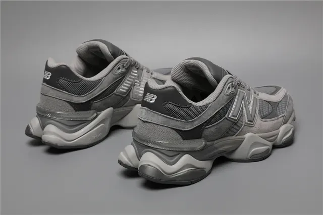 New Balance 9060 Gris Mesh-Suede Sneakers lifestyle 3