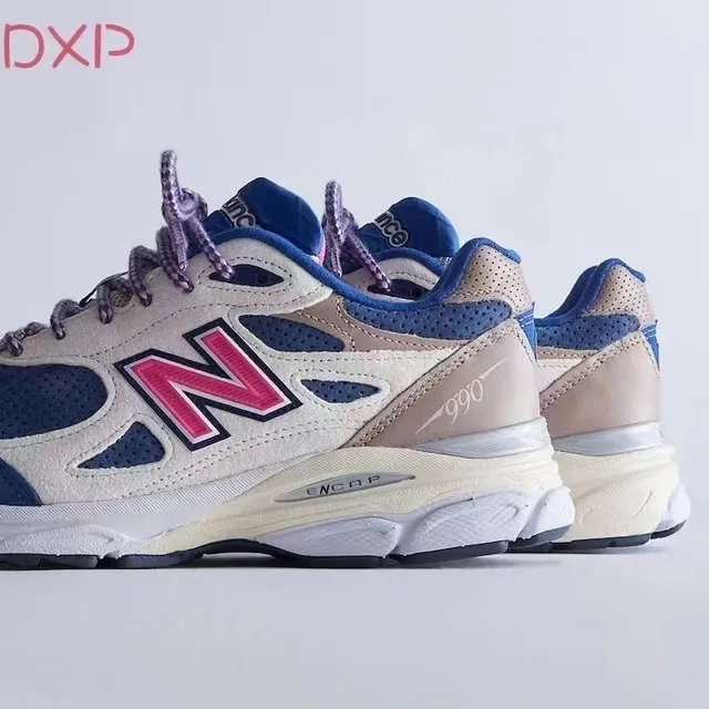 New Balance 990 Navy Beige Layered Mesh And Suede Upper ENCAP Midsole Technology Lifestyle Sneakers 7