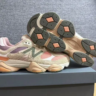 New Balance Beige Pink Layered Sole Mixed Mesh And Suede Upper Chunky Sneakers
