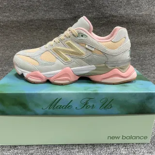 New Balance بيج وردي سولا ميدسول منحوتة شبكي وأنتب بانيلينج حذاء رياضي كثيف
