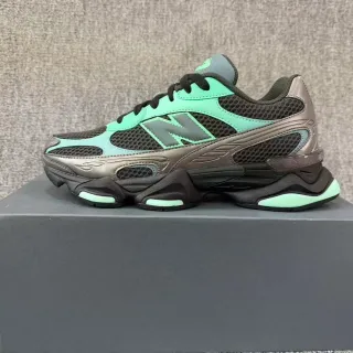 New Balance 黑色绿色 雕塑鞋底 网面和合成材料覆盖构造 厚底运动鞋