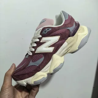 New Balance Burgundy Beige Midsole Suede And Mesh Upper Chunky Sneakers