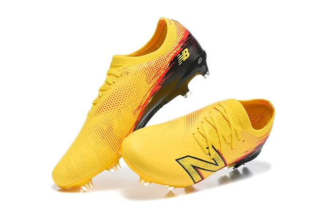 New Balance Furon Jaune Noir Bas Coup Upper Synthétique Clous Aggressifs Sol Ferme Chaussures de Football 2