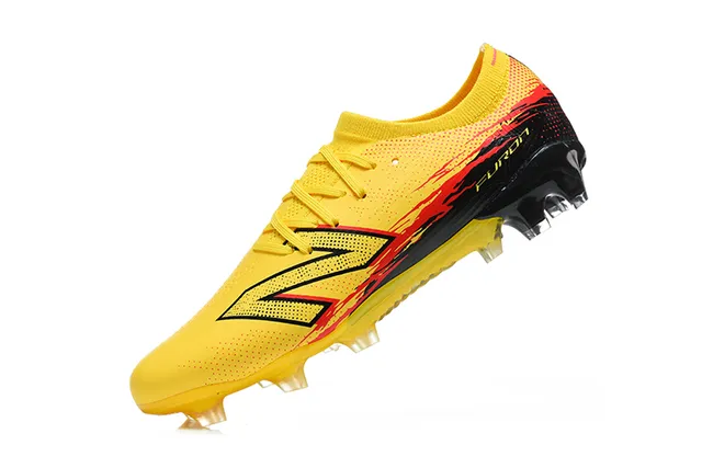 New Balance Furon Jaune Noir Bas Coup Upper Synthétique Clous Aggressifs Sol Ferme Chaussures de Football 4