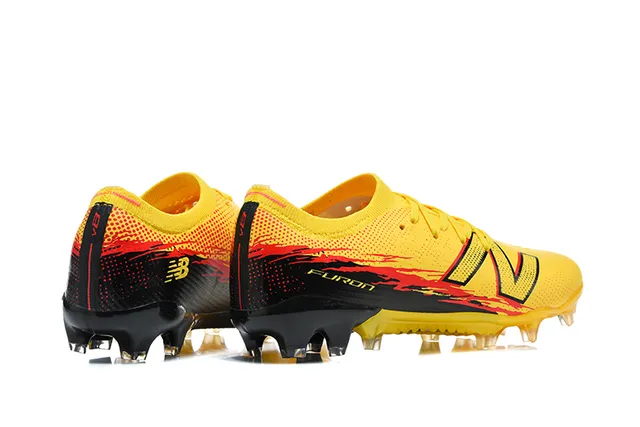 New Balance Furon Jaune Noir Bas Coup Upper Synthétique Clous Aggressifs Sol Ferme Chaussures de Football 5