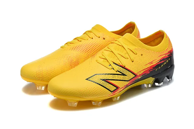 New Balance Furon Jaune Noir Bas Coup Upper Synthétique Clous Aggressifs Sol Ferme Chaussures de Football 8