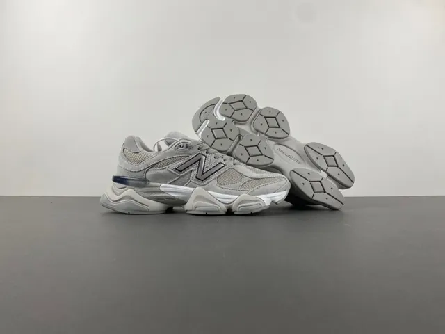 New Balance Gray White Multi-Layered Sole Mesh And Suede Upper Chunky Sneakers 12