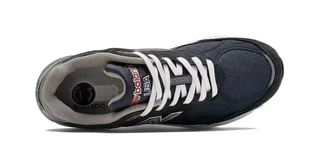 New Balance حذاء رياضي لايف ستايل أزرق بحري رمادي شبكي ومدبوغ أعلى وسادة رغوية متعددة الطبقات 4