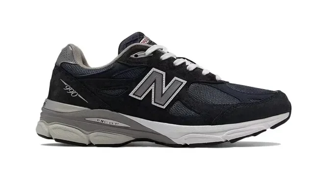 New Balance حذاء رياضي لايف ستايل أزرق بحري رمادي شبكي ومدبوغ أعلى وسادة رغوية متعددة الطبقات 5