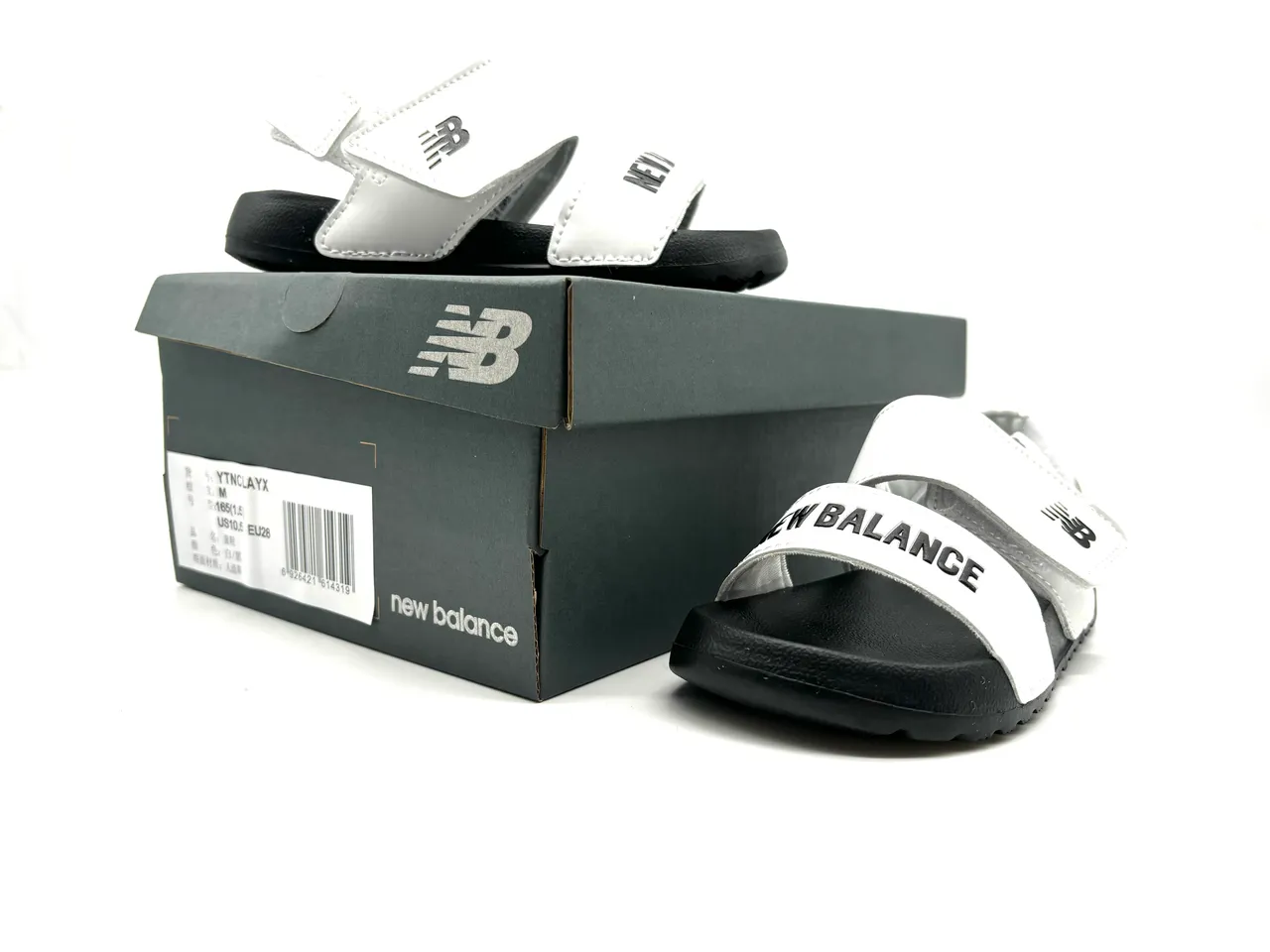 New Balance Sandália Preto Multicor Duas Alças Fechamento Velcro Sandálias Casual 9